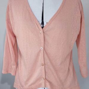 Medium E & M Long Sleeve coral Long Tail Blouse cardigan womens C3229